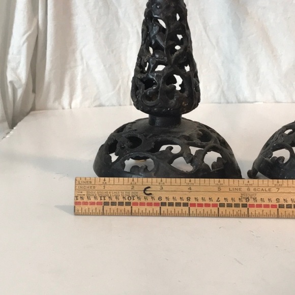 Japanese Forged Iron Candlesticks Candle Holders Gothic Japanese  5LBS Filigree - Picture 6 of 12